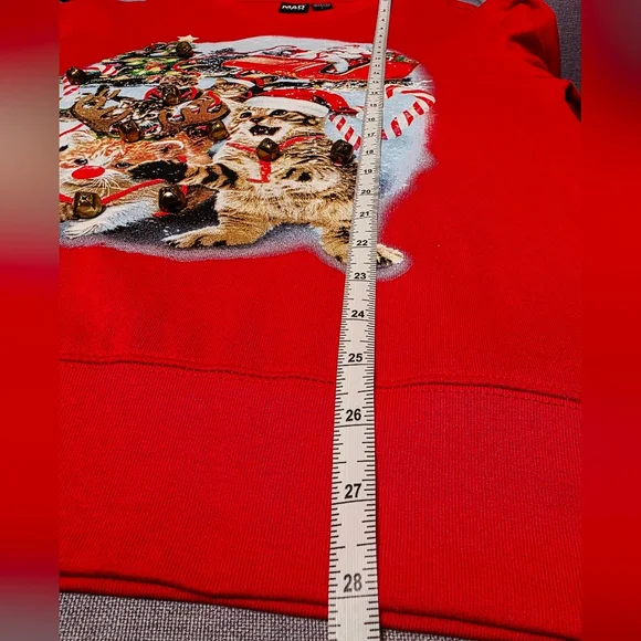 MAD Engine Festive Holiday  Jingle Bell Cat Red Christmas Sweater – Size S (NWT) - Picture 14 of 14